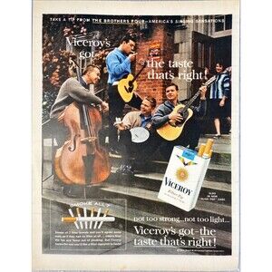 Viceroy Cigarettes "The Brothers Four" Vintage Print Ad 1963